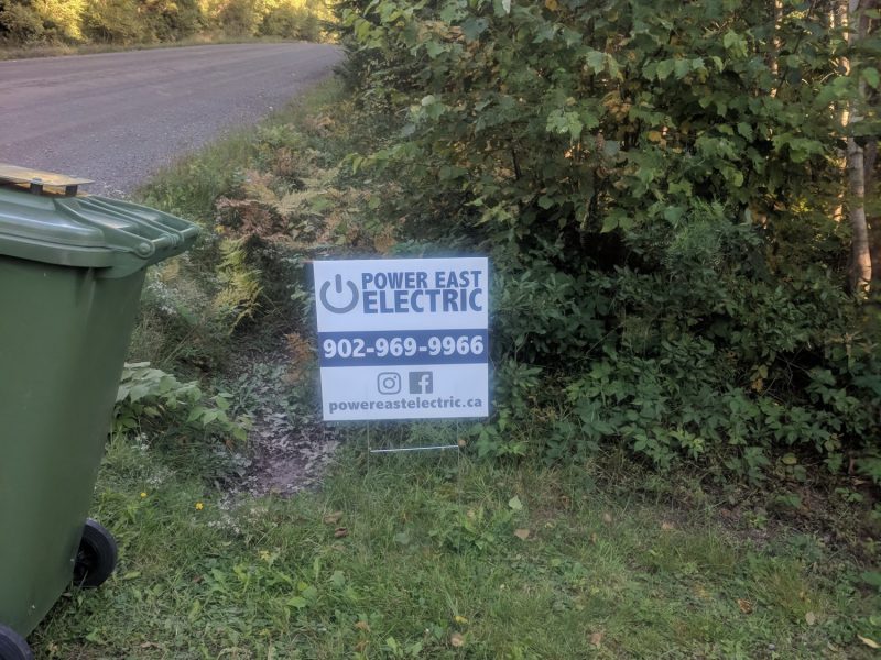 Power East Electric job sign on a new build